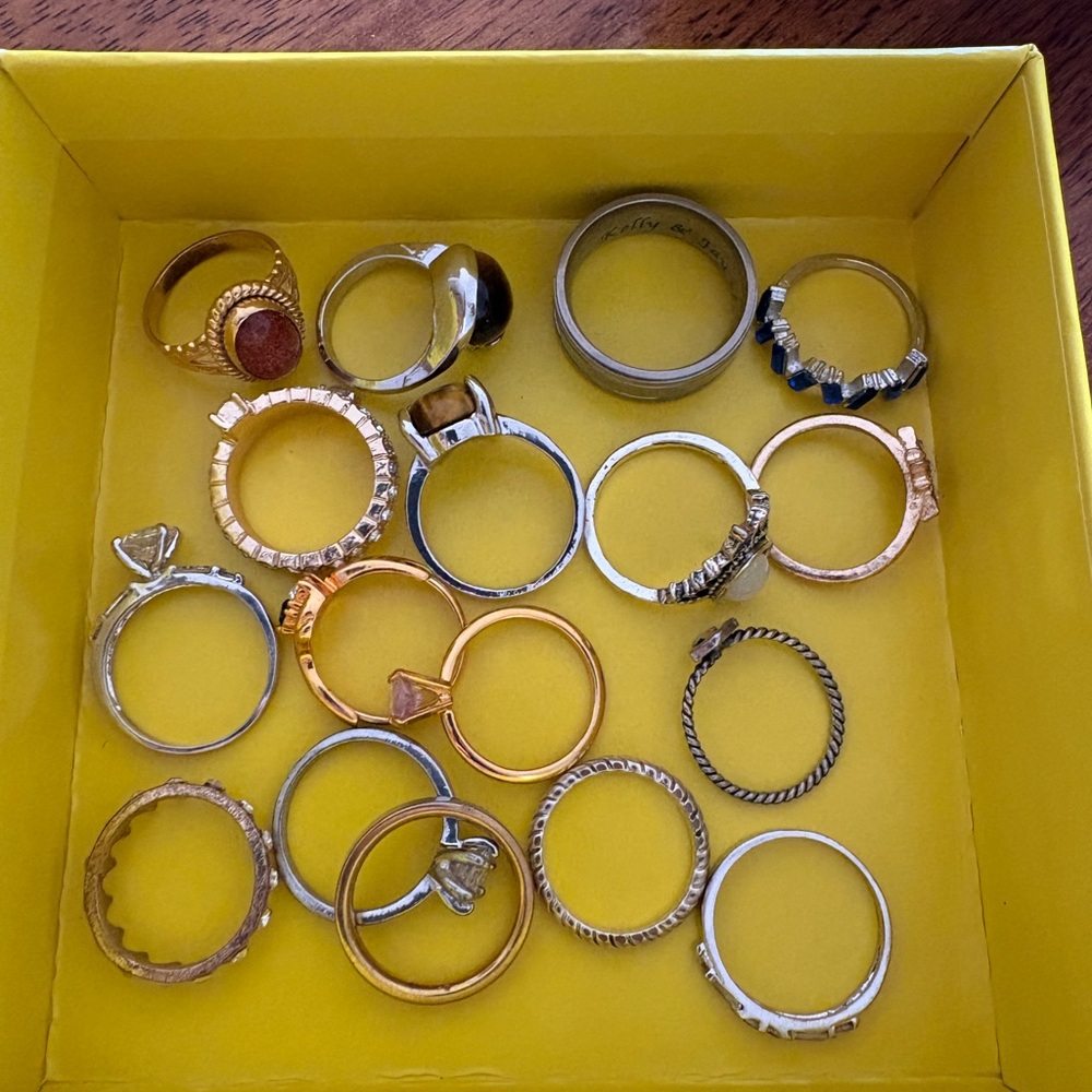 Assorted Gold & Silver Rings Stack - Mixed Metal Ring Lot 17